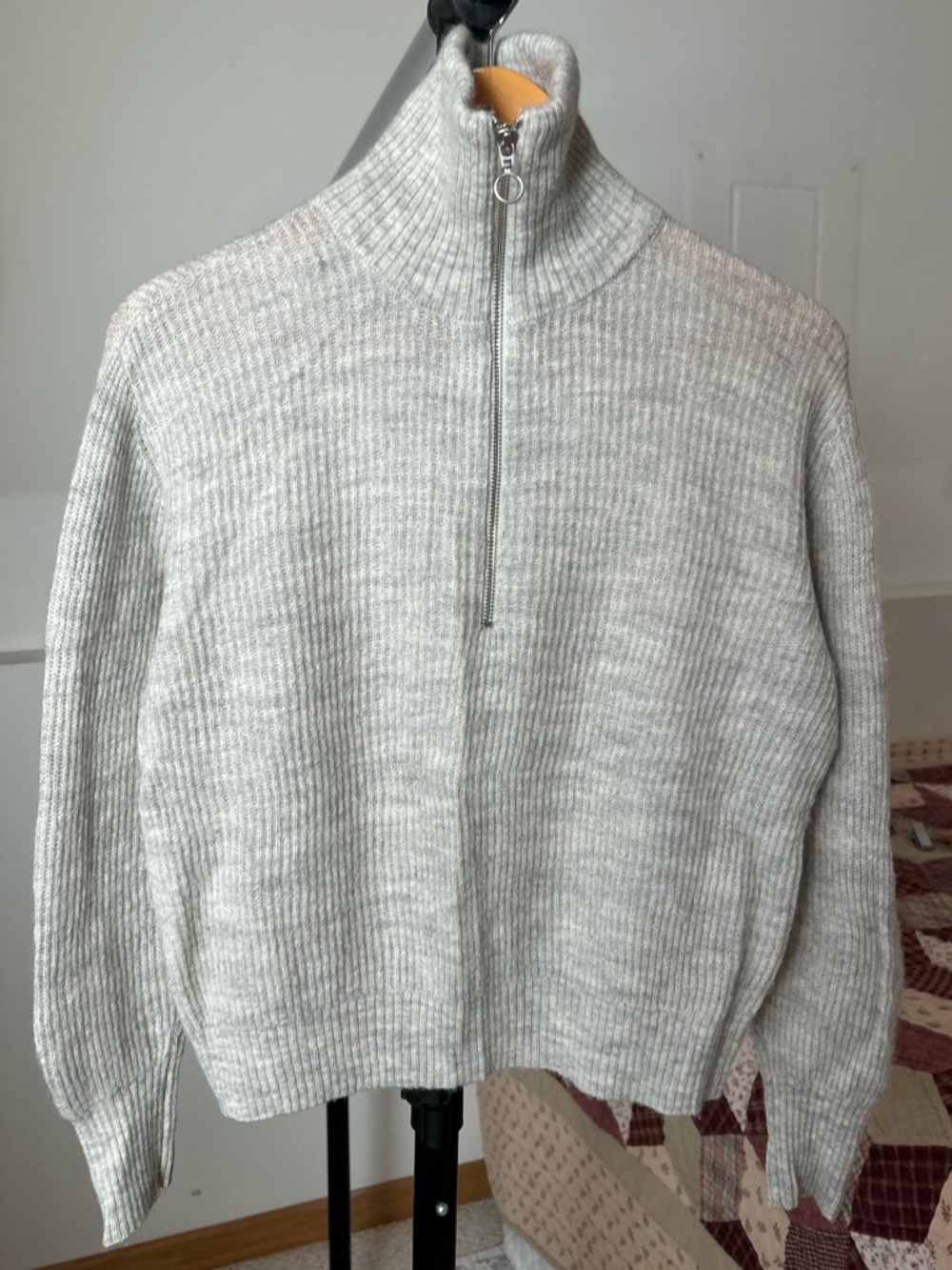 Quince Merino Wool Alpaca Half Zip Pullover Knit Sweater